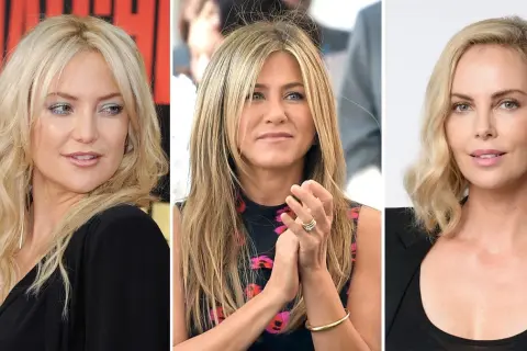 Drei Frauen mit verschiedenen blonden Haartönen: Kate Hudson, Jennifer Aniston und Charlize Theron. Welcher blondton steht mir?