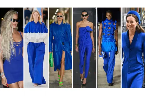 Moda in blu royal: abiti audaci, trench in pelle, completi eleganti e un tocco regale.