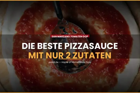 Eine Pizza mit Tomatensauce, die mit San Marzano Tomaten DOP zubereitet wird. Die beste Pizzasauce mit nur 2 Zutaten.