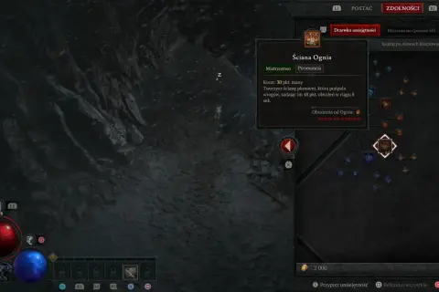 Diablo 4 czarodziej build: Ściana Ognia, umiejętność piromancji zadająca obrażenia od ognia.