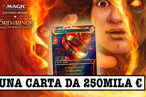 Magic: The Gathering card featuring the One Ring from Lord of the Rings, with a fiery background and text.