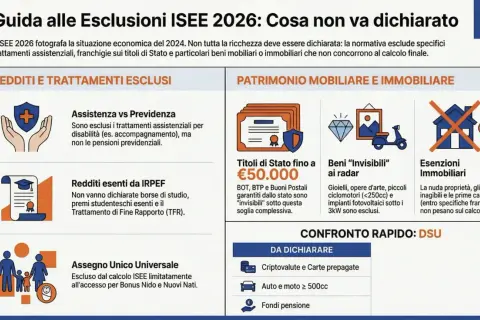 Guida alle esclusioni ISEE 2026: cosa non va dichiarato. Informazioni su invalidità civile e ISEE, trattamenti esclusi e patrimonio da non dichiarare.
