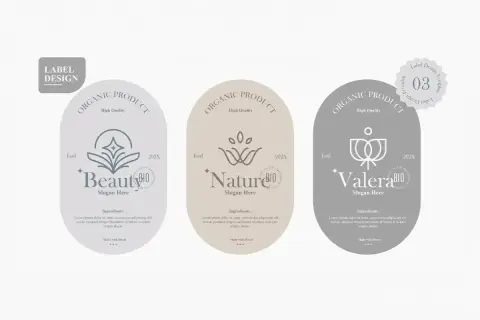 Etykiety produktów organicznych "Beauty", "Nature" i "Valera" z informacją o składnikach. Brak wzmianki o tym, co to są parabeny.