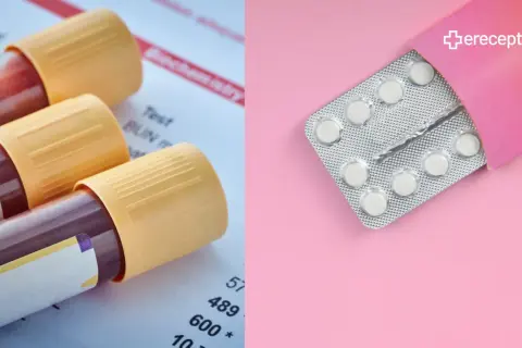 Probówki z krwią i opakowanie tabletek. Dulsevia - szybka droga do zdrowia.
