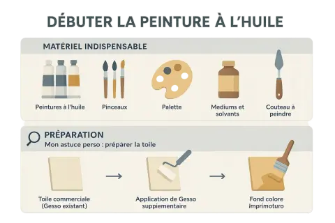 Préparation d'une toile avant peinture : application de gesso et fond coloré Imprimoturo.