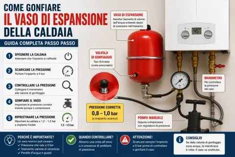 Guida al corretto schema montaggio vaso espansione scaldabagno: gonfiaggio, controllo pressione e manutenzione.