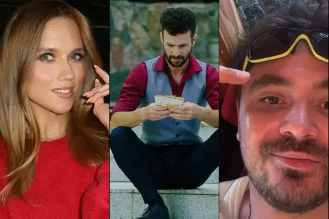 Trzy portrety: kobieta w czerwonym swetrze, mężczyzna w kamizelce trzymający pudełko, mężczyzna w okularach. Czy to powiązane z tym, dlaczego znany aktor zrezygnował z roli w filmie?
