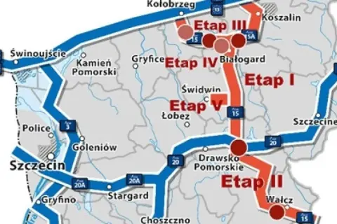 Mapa przedstawia etapy tras rowerowych w regionie, w tym okolice Koszalina. Zaplanuj swoją podróż!