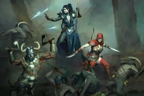 Bohaterowie Diablo 4 walczą z potworami. Niezależnie od platformy, dzięki diablo 4 crossplay, możesz dołączyć do walki!