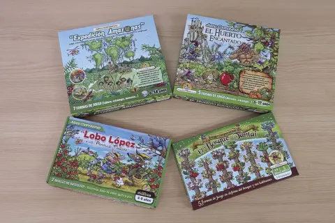 Juegos cooperativos para niños: "Expedición Amazonas", "El Huerto Encantado", "El Lobo López y la Pandilla Tomate", "El Bosque Santai". Actividades medio ambiente infantil.