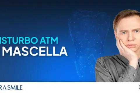 Uomo con mano sulla guancia, preoccupato per il disturbo ATM e mascellare.
