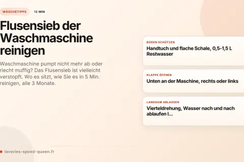 Anleitung: Flusensieb der Waschmaschine reinigen. So beheben Sie Probleme wie schlechten Geruch oder nicht abpumpendes Wasser.