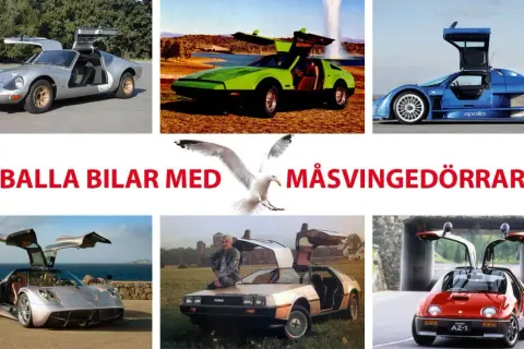 Sju coola bilar med måsvinge-dörrar, från klassiker till moderna sportbilar.