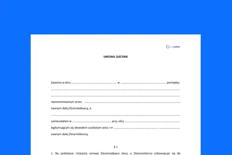 Fragment umowy zlecenia z polami do wypełnienia.