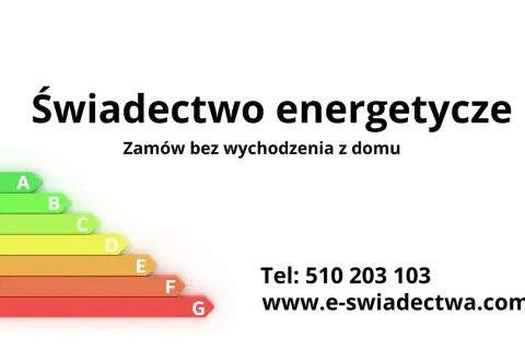 Energetyczna skala ocen (A-G) obok napisu "Świadectwo energetyczne".
