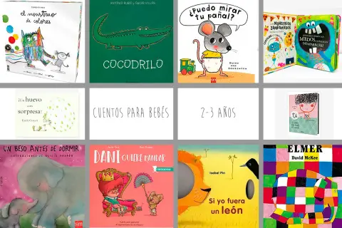 Colección de **cuentos para niños de 2 años** y bebés, con ilustraciones coloridas de monstruos, animales y niños.