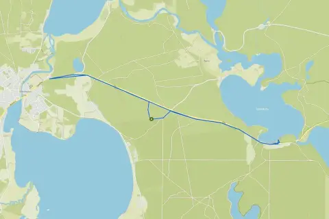 Mapa z zaznaczonymi bory tucholskie szlaki rowerowe, prowadzącymi przez lasy i jeziora, od Swornegaci do Drzewicza.
