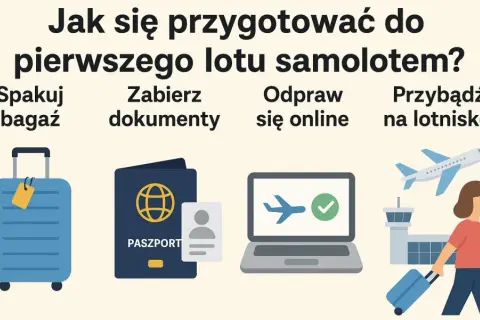 Przygotowanie do lotu: spakuj bagaż, zabierz dokumenty, odpraw się online i przybądź na lotnisko.
