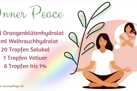 Entspannende Mischung für inneren Frieden. Die Wirkung von Cajeput auf die Psyche wird hier durch ätherische Öle wie Vetiver und Iris unterstützt.