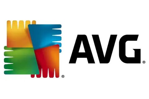 Logo AVG, znanej z oferowania darmowy antywirus. Kolorowe kształty symbolizują ochronę.