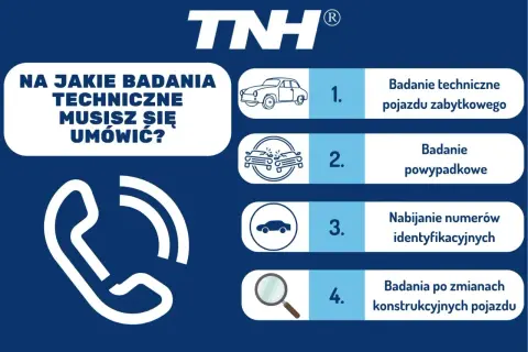 Przegląd techniczny samochodu: badanie pojazdu zabytkowego, powypadkowe, nabijanie numerów identyfikacyjnych, po zmianach konstrukcyjnych.