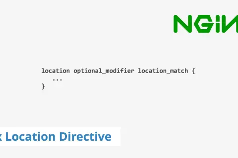 Extrait de configuration Nginx montrant la directive `location` avec un modificateur optionnel et une correspondance de localisation, illustrant l'utilisation de `nginx location regex`.
