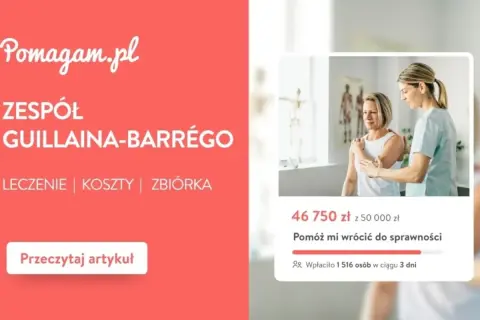 Pomagam.pl: Zespół Guillaina-Barrégo. Fizjoterapeutka pomaga pacjentce. Zbiórka na leczenie.