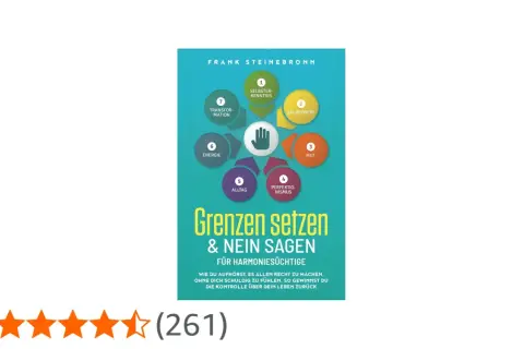 Buchcover "Grenzen setzen & Nein sagen" von Frank Steinbronn. Hilft Harmoniesüchtigen, sich von der Rolle des people pleaser zu lösen.