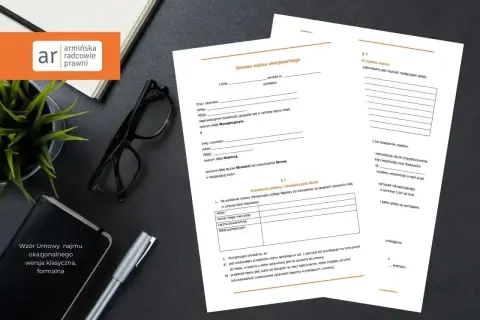Wzór umowy najmu okazjonalnego, pomocny przy pisaniu podania o wynajem mieszkania. Dokument zawiera kluczowe informacje dla wynajmującego i najemcy.