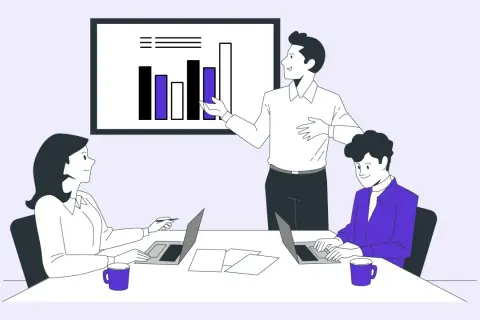 El equipo del departamento de ventas analiza gráficos de rendimiento en una reunión.