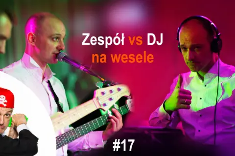 Zespół vs DJ na wesele: muzyk gra na gitarze, DJ daje kciuk w górę, a pirat z zabawką grozi.