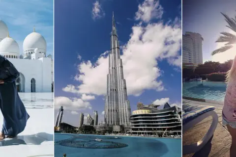 Zjednoczone Emiraty Arabskie ciekawostki: majestatyczny meczet, drapacz chmur Burdż Chalifa i relaks przy basenie.