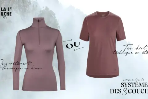 Sous-vêtement thermique ou tee-shirt technique : la première couche essentielle du système des 3 couches.