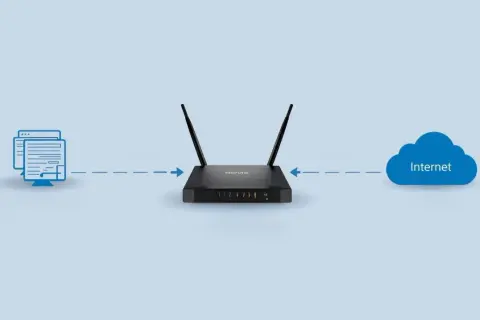 Router Mikrotik łączy urządzenia z Internetem, zapewniając płynny przepływ danych.