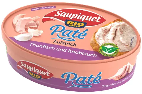 Saupiquet Paté Thunfisch und Knoblauch: Ein italienischer Brotaufstrich, der nach Meer und Knoblauch duftet.