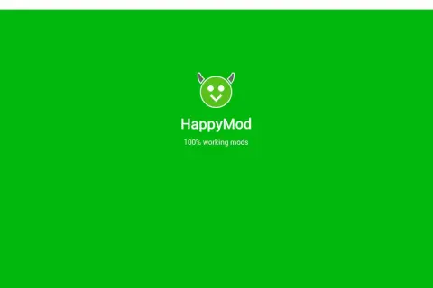 Logo HappyMod z uśmiechniętym diabłem i napisem "100% working mods". Czy happymod jest bezpieczny? To pytanie nurtuje wielu graczy.
