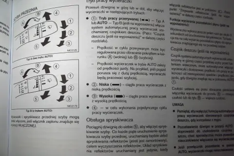 Instrukcja obsługi wycieraczek: czujnik deszczu jak włączyć. Pokrętło reguluje czułość, a dźwignia steruje pracą wycieraczek.