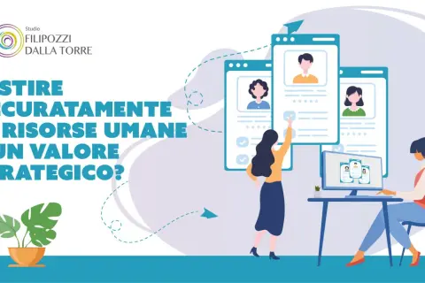 Gestire accuratamente le risorse umane è un valore strategico. Illustrazione di un team che lavora su profili digitali.