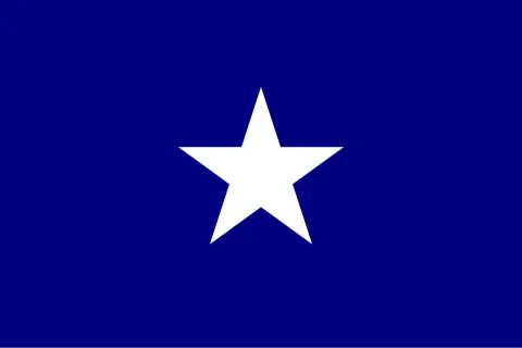 Bonnie Blue Flag, symbol wolności i niezależności, z białą gwiazdą na granatowym tle.