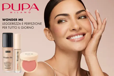Viso radioso con blush Pupa Wonder Me, fondotinta e correttore per un look impeccabile tutto il giorno.
