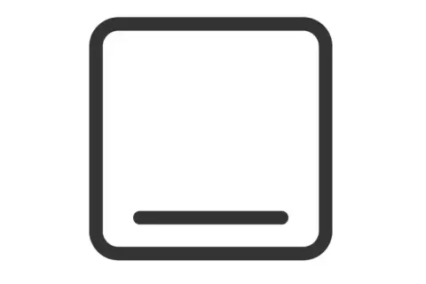 Ikona symbolizująca piekarnik elektryczny. Prostokąt z zaokrąglonymi rogami i poziomą linią na dole.