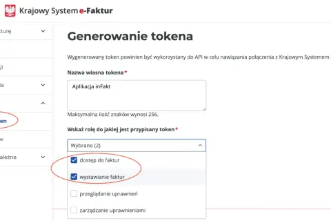 Generowanie tokena w systemie e-Faktur. Aplikacja inFakt z dostępem i możliwością wystawiania faktur.