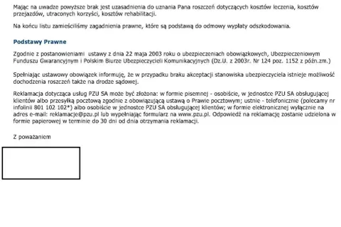 PZU wykaz chorób do odszkodowania - informacje o podstawach prawnych i procedurze reklamacyjnej usług PZU SA.
