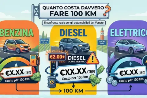 Confronto costo km auto elettrica vs diesel: benzina, diesel e elettrico a confronto per 100 km.
