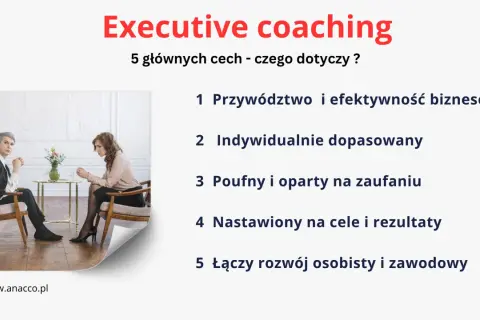 Dwie kobiety rozmawiają podczas sesji executive coaching. Temat to 5 cech coachingu biznesu.