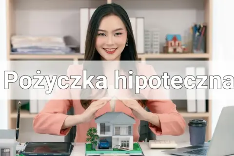 Kobieta chroni model domu, symbolizując bezpieczeństwo kredytu pod zastaw mieszkania.