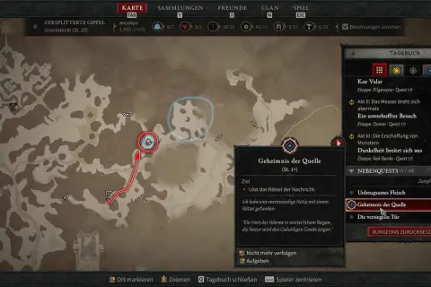Diablo 4: Das Geheimnis der Quelle ist eine Nebenquest in den Zersplitterten Gipfeln. Ein Rätsel führt dich zu einem warmen Ort.
