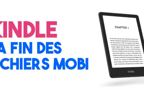Kindle : la fin des fichiers MOBI. Un appareil électronique affiche un livre, montrant différents formats de livres numériques.
