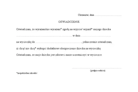 Jak napisać zgodę na wycieczkę szkolną? Bezpieczny wzór krok po kroku.