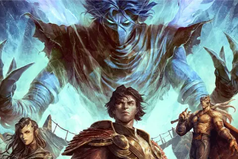 Postacie z gry Legacy of Kain: Kain, Raziel i Sarafan w epickiej konfrontacji.